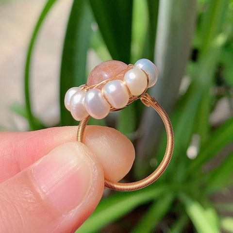 Elegant Natural Freshwater Pearl Rings Jewelry Open Rings -JW00444-Veeddydropshipping