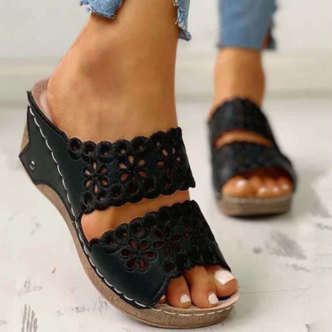 Sandals Shoes Woman Pointed Toe Wedge Shoes Slip On Fish-BS00861-Veeddydropshipping
