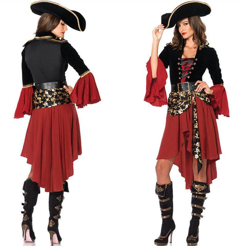 Female Caribbean Pirates Captain Costume-WF01607-Veeddydropshipping