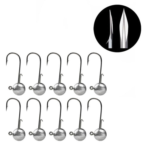 10pcs/lot big head jigs hook 1g-20g All size Round Ball Jig Head Hook Weedless Long Shank -OS00383-Veeddydropshipping