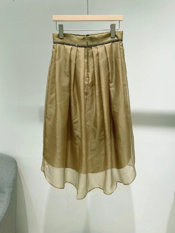 Women Casual Style Trim Asymmetric Organza Skirt-WF00385-Veeddydropshipping