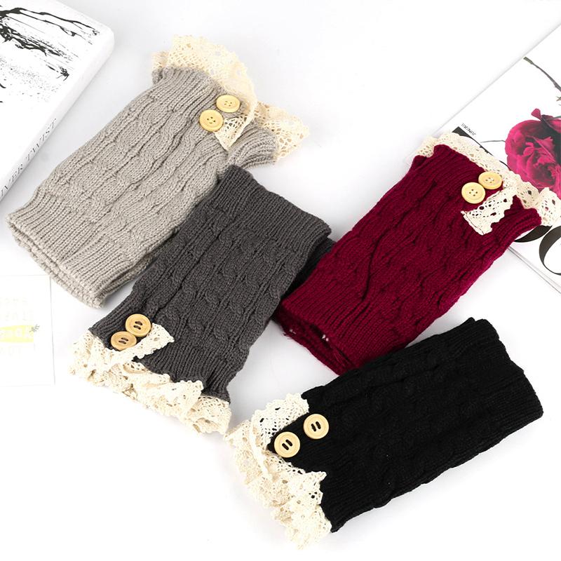 Winter Lace Button Socks Cover Leg Warmers-WF01217-Veeddydropshipping