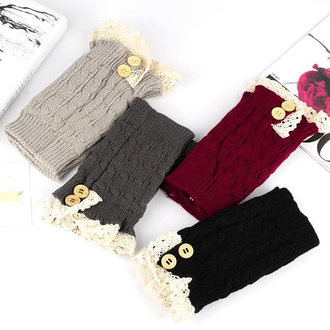 Winter Lace Button Socks Cover Leg Warmers-WF01217-Veeddydropshipping