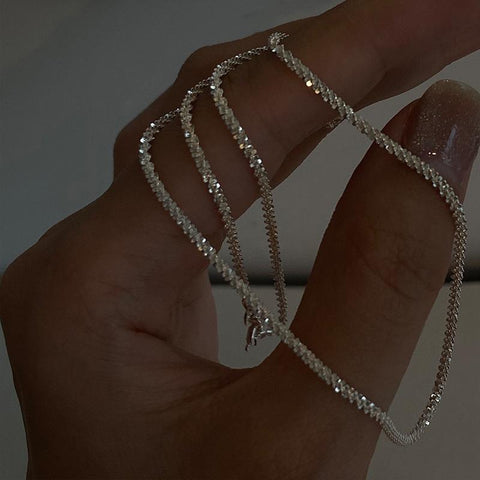 Silver  Sparkling Clavicle Chain Choker Necklace -JW01188-Veeddydropshipping