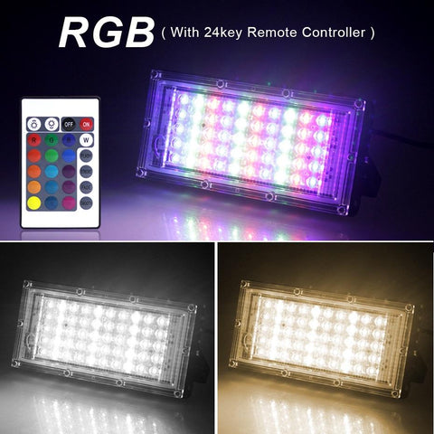 220V LED Floodlight Outdoor 100W 50W Waterproof 2835 RGB Warm Cold-TI00887-Veeddydropshipping