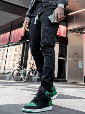 Denim Trousers Multi Pocket Cargo Jeans Men New-MF00536-Veeddydropshipping
