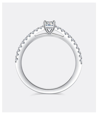 925 Sterling Silver Small Moissnaite Ring For Women Simple Sparkling Round-JW00038-Veeddydropshipping