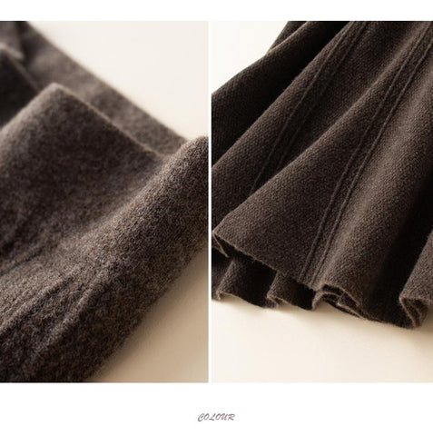 Wool Skirt Women High Waist Knitted Umbrella Skirt-WF00480-Veeddydropshipping
