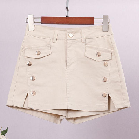 Leather Women High Waist Wide Leg Shorts-WF00574-Veeddydropshipping