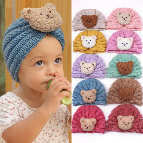 Cute Bear Baby Beanie Autumn Winter Knitted Hats for Girls Boys-TB00725-Veeddydropshipping