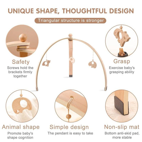 1set Natural Wooden Baby Gym Triangular Curved Shape Detachable-TB00510-Veeddydropshipping