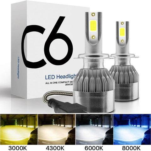 2x H7 LED H11 H4 Hi/Lo H1 H3 H8 HB1 HB3 HB4 HB5 HIR2 H13 H27 9005-AM00007-Veeddydropshipping