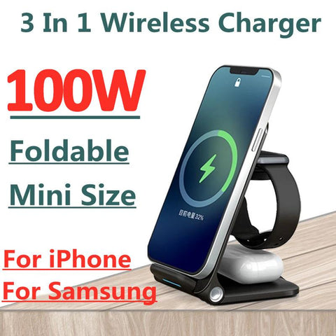 100W Fast Wireless Charger Stand For iPhone 14 13 12 11 X Samsung Apple Watch-PA01041-Veeddydropshipping
