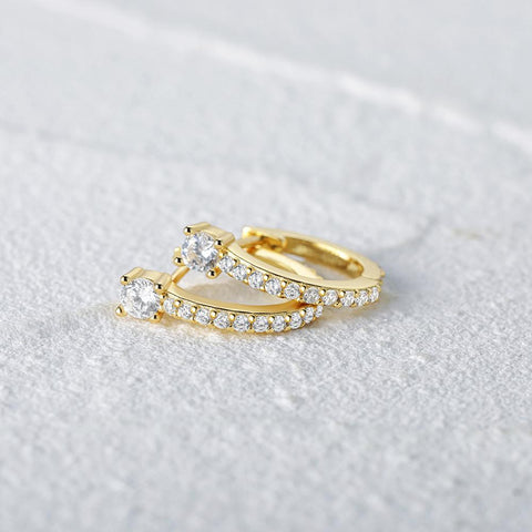 925 Sterling Silver Glossy Hoop Earrings Tiny Cartilage Piercing -JW01459-Veeddydropshipping
