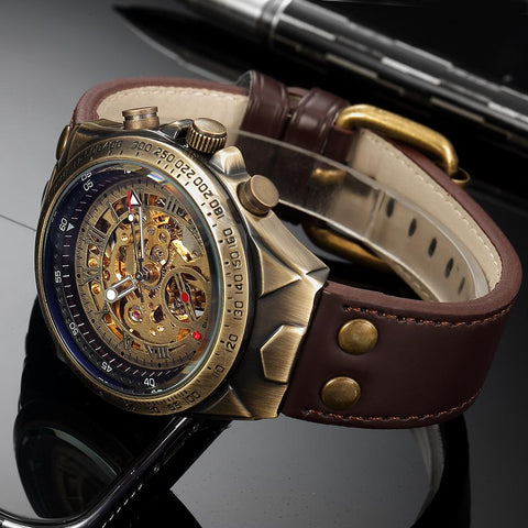 Men Automatic Mechanical Watch Skeleton Steampunk-JW00629-Veeddydropshipping