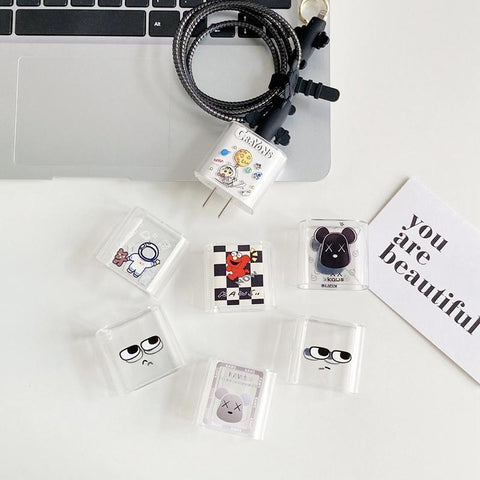 Cartoon USB Cable Protector Data Line bite fast charging case for iphone 18/20W Head winder head-PA00939-Veeddydropshipping