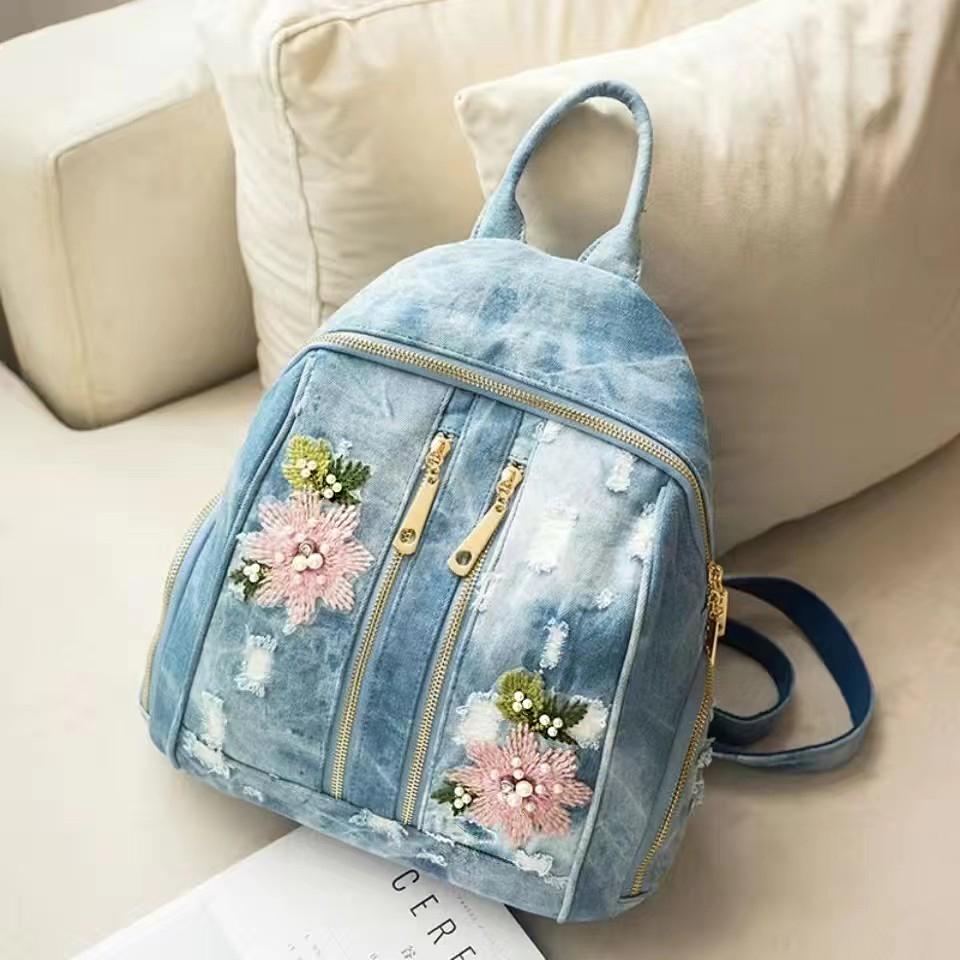 backpack wask cowboy backpack for college women Denim Backpack-BS00015-Veeddydropshipping