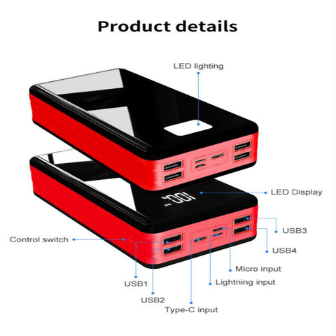 80000mAh Mobile Power Bank with LED Digital Display 4 USB Portable Charger Powerbank External-PA00482-Veeddydropshipping