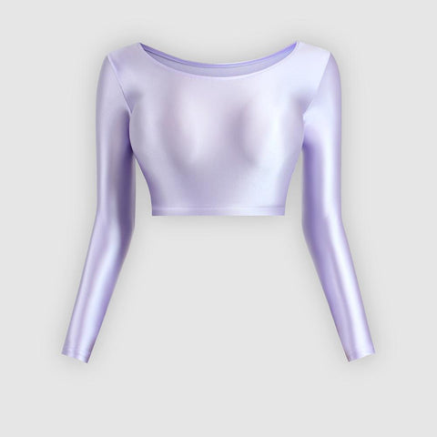 satin glossy sexy long sleeve navel sports casual tights clothes Japan slim swimming-OS00030-Veeddydropshipping