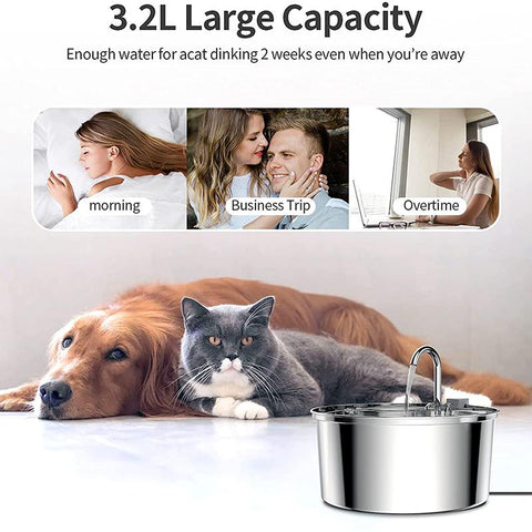 Stainless Steel Cat Water Fountain Automatic Drinker-HA01397-Veeddydropshipping