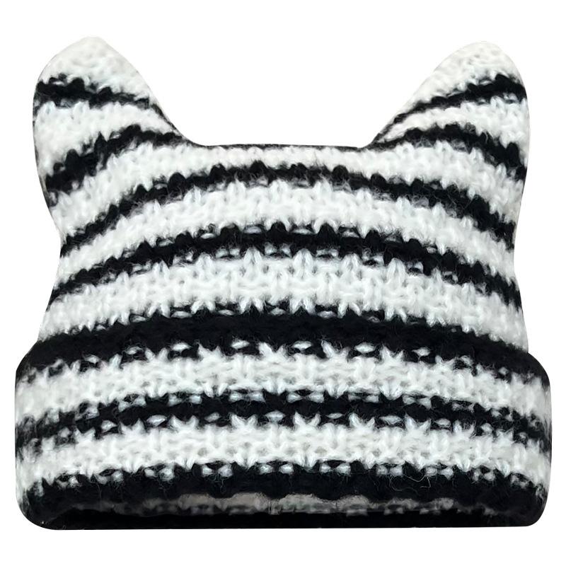 Striped Knitted Wool Cap Autumn and Winter-Veeddydropshipping