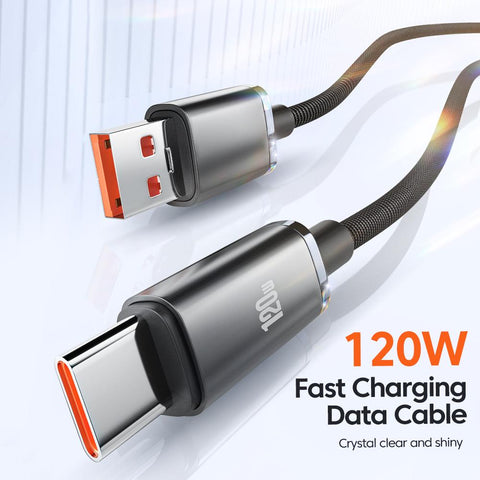 120W USB Type C Cable Fast Charging For Huawei P50 por Xiaomi 13 OPPO Samsung W23 Realme USB C-PA00009-Veeddydropshipping