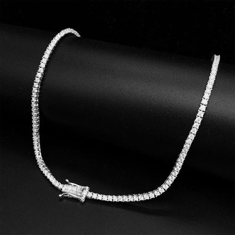 925 Silver Moissanite Chain tennis Necklace  Diamond Link Necklaces-JW00083-Veeddydropshipping
