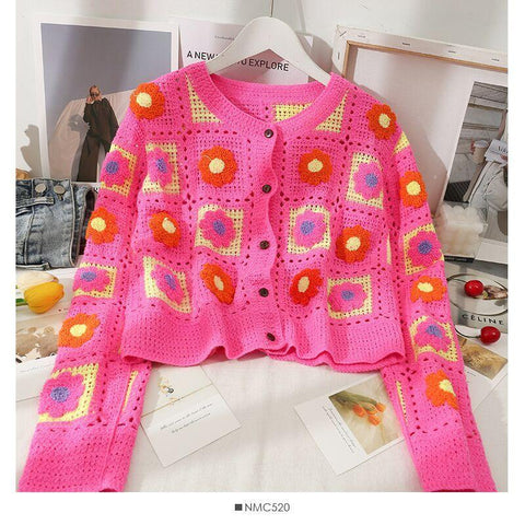 Women Crochet Cardigans Vintage Knitted Sweaters-Veeddydropshipping