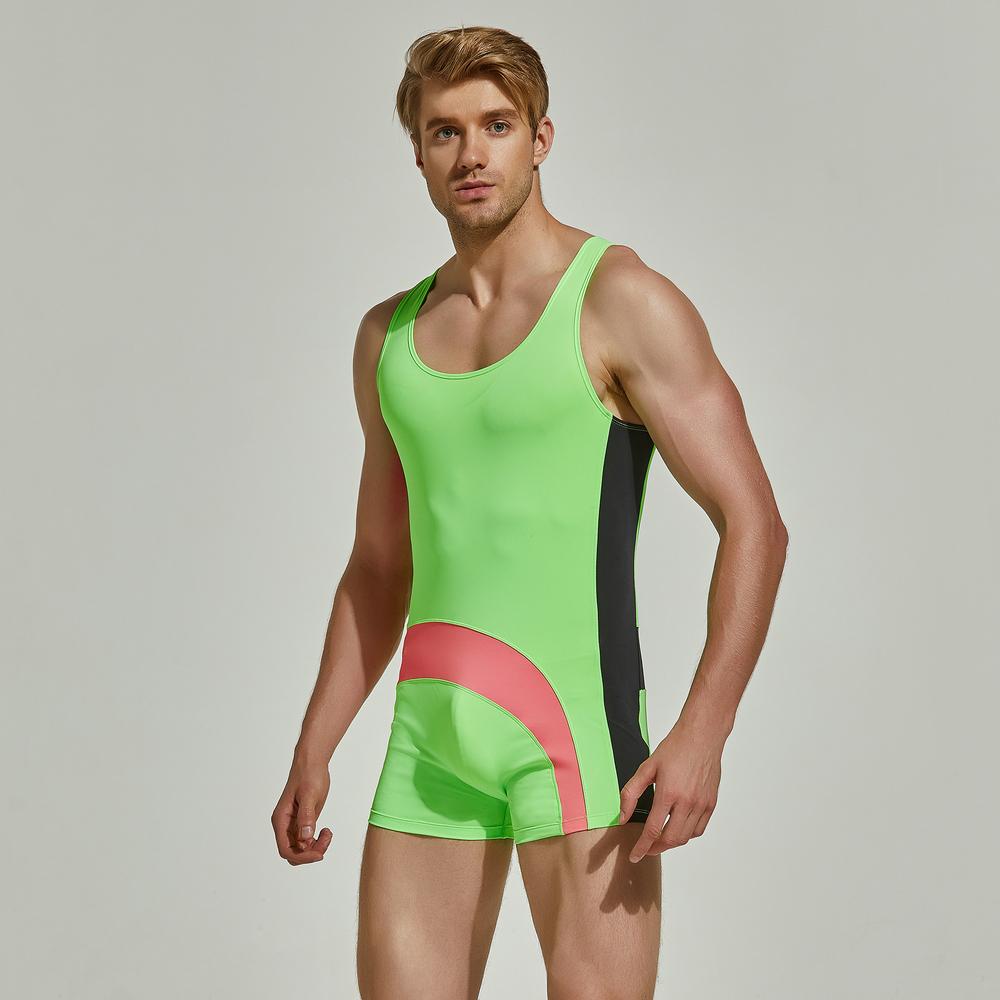 Men Undershirts Leotard Sports Workout Bodysuit Shorts Wrestling Singlet Fitness -OS00198-Veeddydropshipping