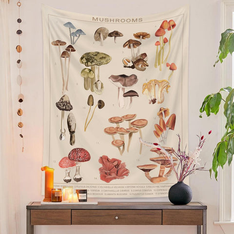Botanical Print Floral Tapestry Wall Hanging-HA00218-Veeddydropshipping