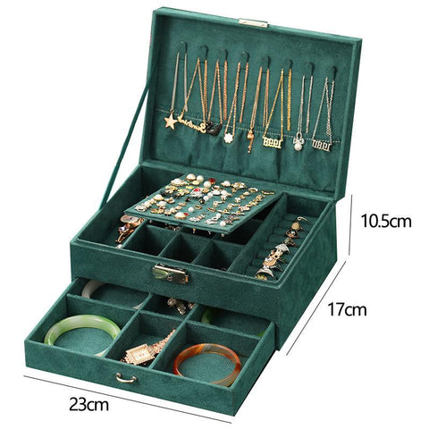 Multi-layer Flannelette Antique Jewelry Box -JW01717-Veeddydropshipping