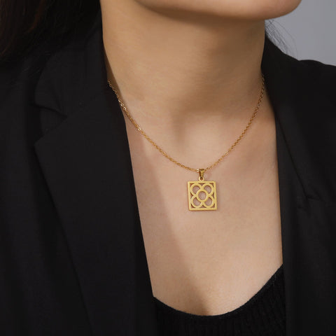 Barcelona Flower Square Pendant Chain Necklaces for Women -JW01232-Veeddydropshipping