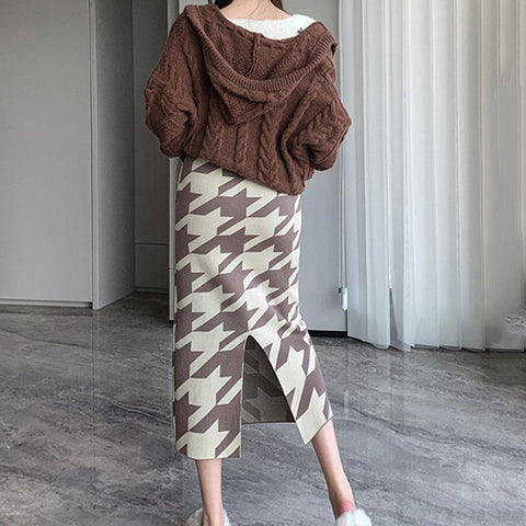 Women Knitted Long Skirts High Waist-WF00635-Veeddydropshipping