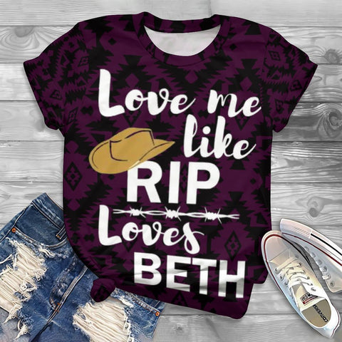 Dutton Ranch Print Casual Oversized T-shirt Women-WF00152-Veeddydropshipping