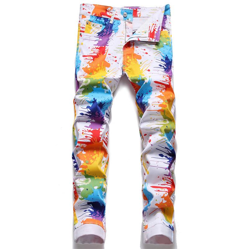 Spring Print Brand Jeans Men&#39;s Straight Moto-MF00559-Veeddydropshipping