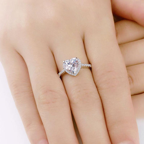 Heart Rings for Women Silver Color Wedding Engagement -JW00032-Veeddydropshipping