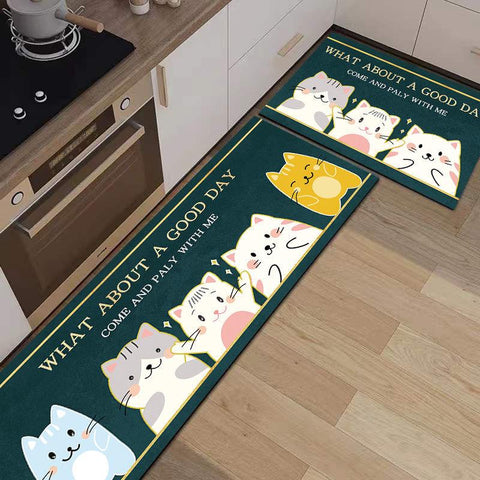 Kitchen Floor Mat Washable Non-Slip Bedroom Carpet-HA00474-Veeddydropshipping
