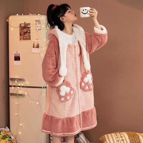 Disney Kawaii Linabell Pajamas Set Coral Fleece Ladies Thickened Fuzzy-TB01102-Veeddydropshipping