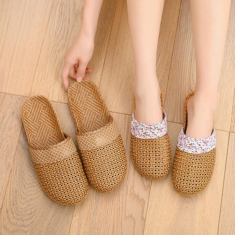 Slippers Home Couples Loopholes Floor Linen Slippers-BS01116-Veeddydropshipping