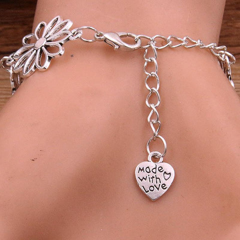 Metal Zinc Alloy Flower Heart Connector Jewelry Findings DIY -JW01628-Veeddydropshipping