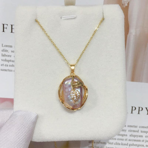 Big Baroque Pearl Jewelry Sets 18K Gold Necklace Earrings  -JW00147-Veeddydropshipping