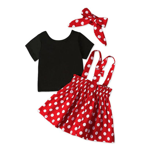 Summer Short Sleeve Dot Dance Suspender Skirt Baby Girls Cartoon-TB00846-Veeddydropshipping