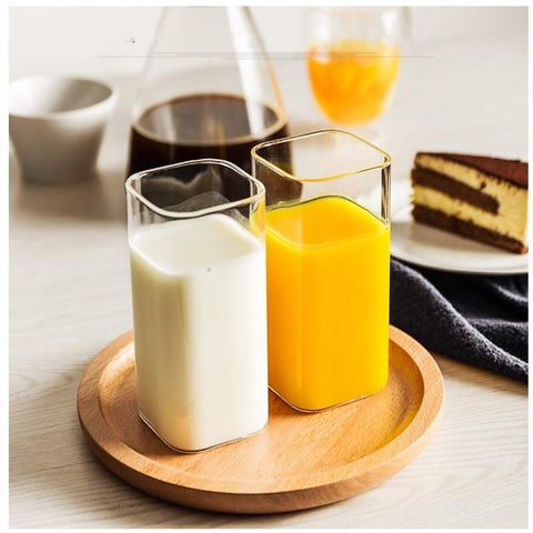 Square Glass Cup Mug Heat-Resistant Water Cups-HA01278-Veeddydropshipping