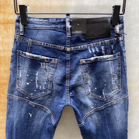 Wash, worn patches, paint, hand stitches-MF00610-Veeddydropshipping