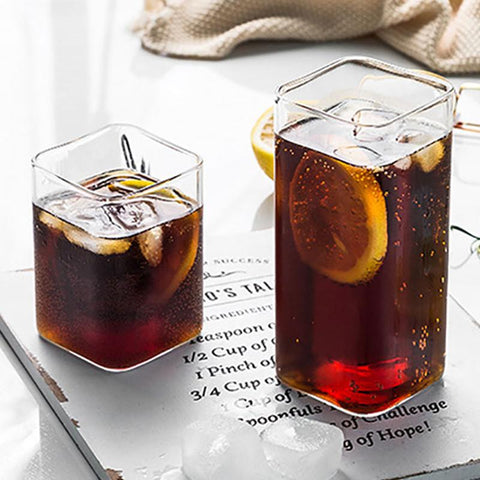 Square Glass Cup Mug Heat-Resistant Water Cups-HA01278-Veeddydropshipping