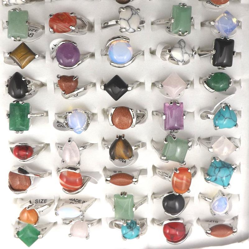 Lot Natural Stone Rings Women Ring Fashion Jewelry  -JW00391-Veeddydropshipping