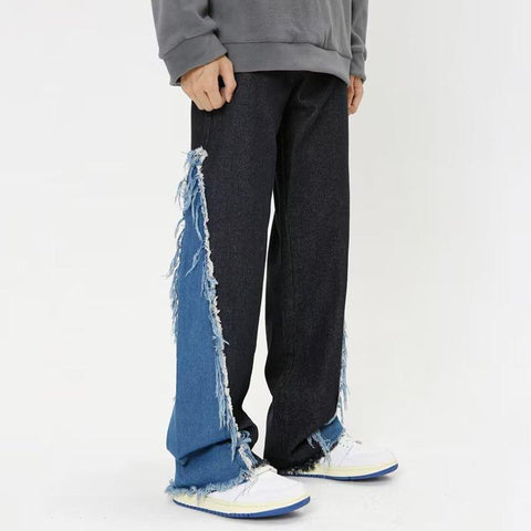 Patchwork Straight Men Grunge Jeans Pants Y2K-MF00682-Veeddydropshipping