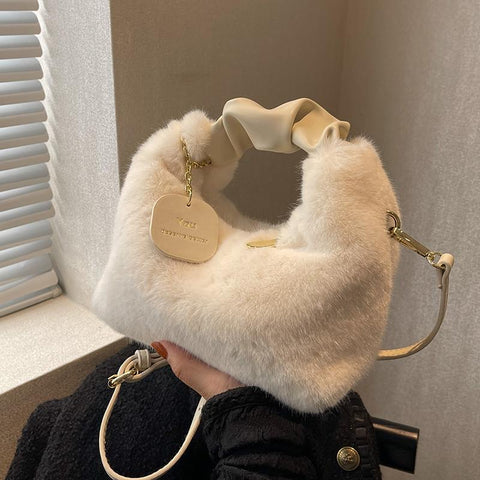 winter new warm soft plush tote bag shopping bags Messenger-BS00117-Veeddydropshipping