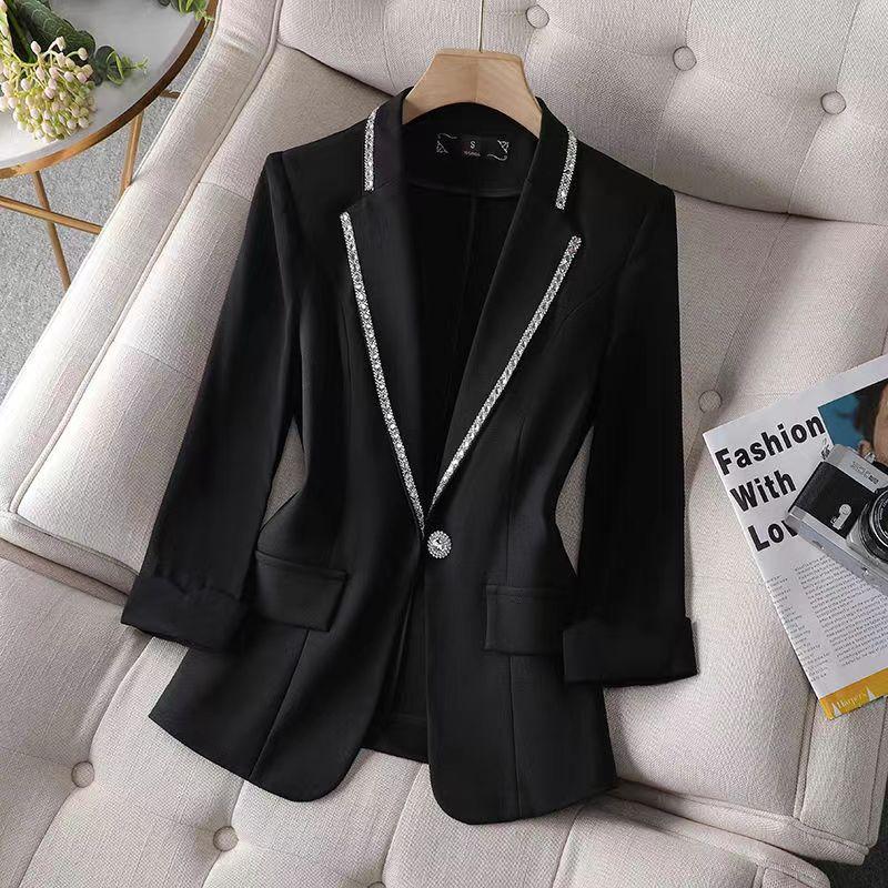 Diamond Studded Suit Sleeve Small Coat-Veeddydropshipping