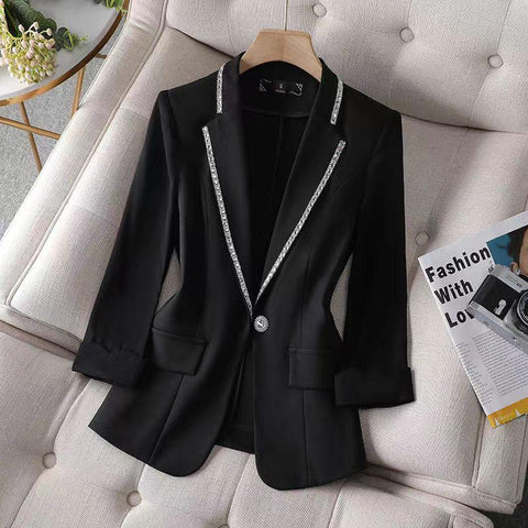 Diamond Studded Suit Sleeve Small Coat-Veeddydropshipping